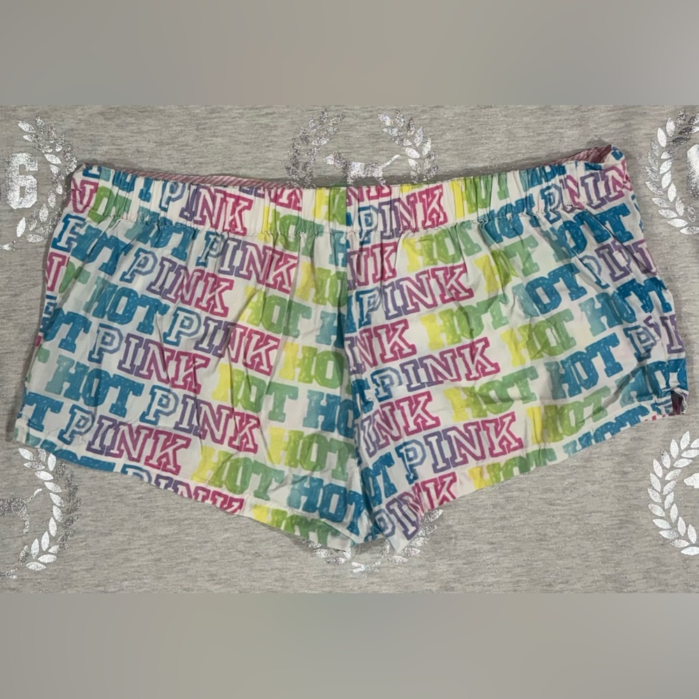 VS PINK VINTAGE RAINBOW SLEEP LOUNGE SHORTS L NWOT